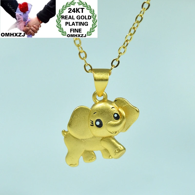 

OMHXZJ Wholesale CA376 European Fashion Fine Woman Man Party Birthday Wedding Gift Elephant Beads DIY 24KT Gold Pendant Charm