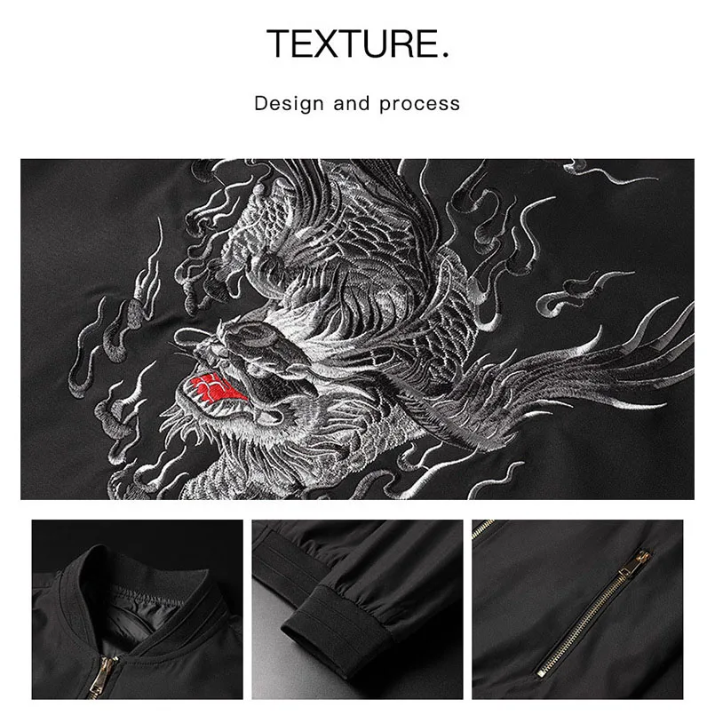 Вышитая куртка-бомбер Sukajan мужские полетные куртки Kirin Мужское пальто в стиле