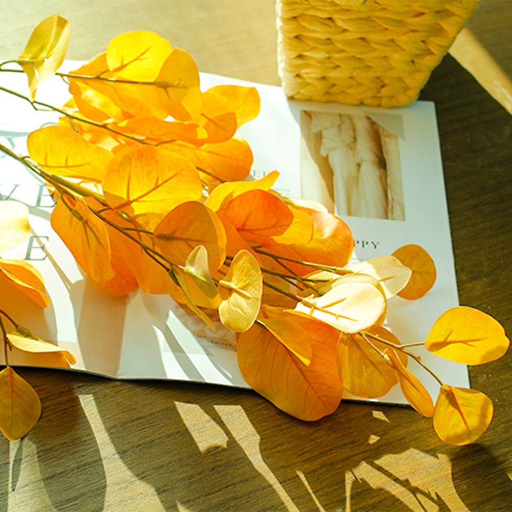 Искусственное зеленое желтое растение цветок листья эвкалипта ручной работы