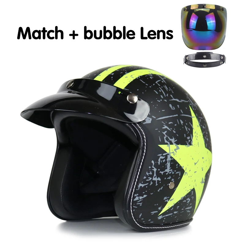 Мото rcycle шлем для мужчин и женщин cascos классический ретро 3/4 открытый шлем capacete половина шлем cascos para moto - Цвет: c3