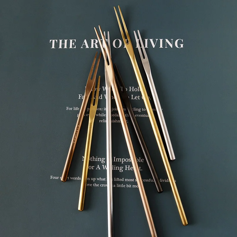 Вилка для фруктов Роскошные Нержавеющая сталь золото Десертные Вилки торта