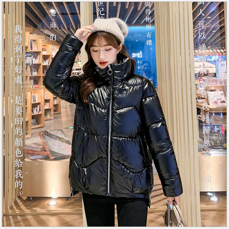 

Short Women Jacket Parkas Winter Warm Glossy Coat Fashion Warm Thicken Padded Parka Female Outwear Casaco Feminino G707