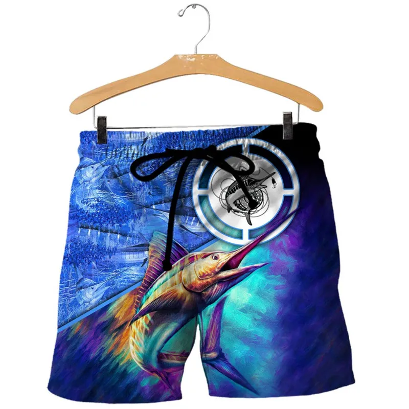 

New bass marlin fishing 3D print men's / women's summer casual beach shorts