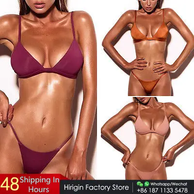

2017 Sexy Womens Swimwear Solid Belt Padded Push-up Bikinis Set Swimsuit Bathing Suit Bather Women Sexy Beachwear Beach Outwear