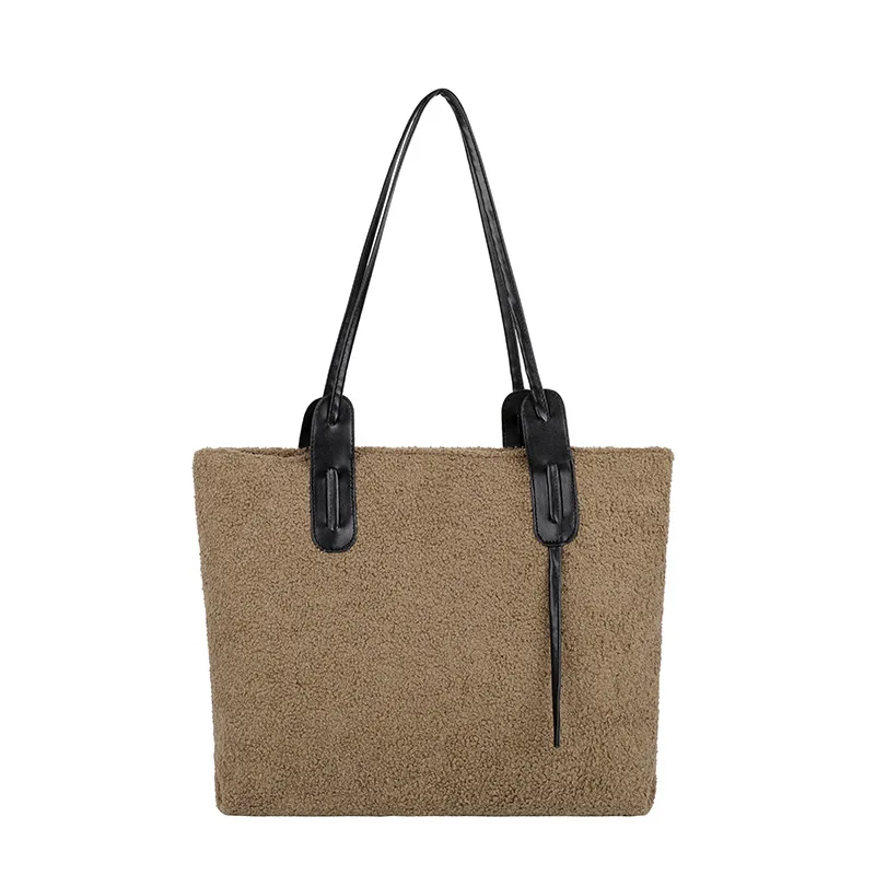 

Plush big bag autumn winter simple wool large capacity tote bag casual breathable shoulder bag student school bag storage bag