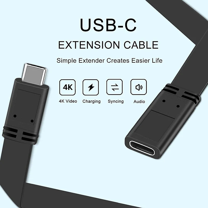 USB Type C Extension Flat Cable Short USB3.1 Gen 2 Male to Female 20cm | Электроника