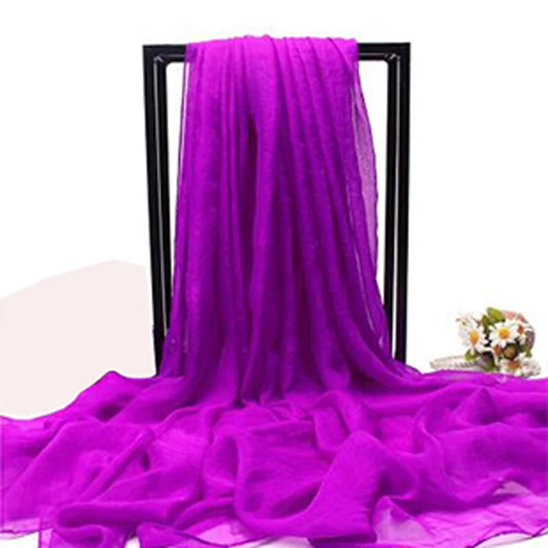 30 violet La MaxPa пляжный шарф женский чехол летняя однотонная шелковая шаль шифоновый шарф женское парео накидка саронг Женская Длинная накидка k2407 - Цвет: 30 violet
