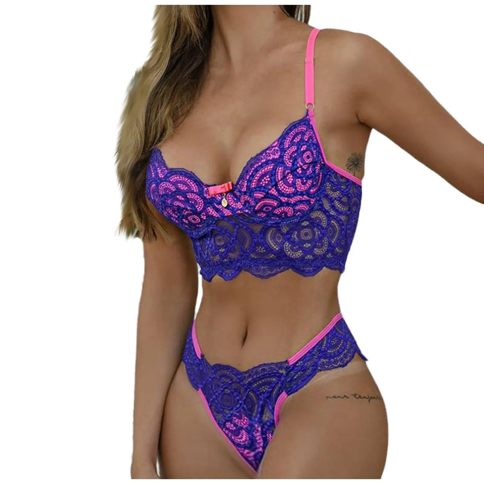 

2021 Summer Sexy Seamless Lingerie Set Women Lace Push Up Bra And Panty Set Sexy V Neck Hot Erotic Crop Top Embroidery Underwear