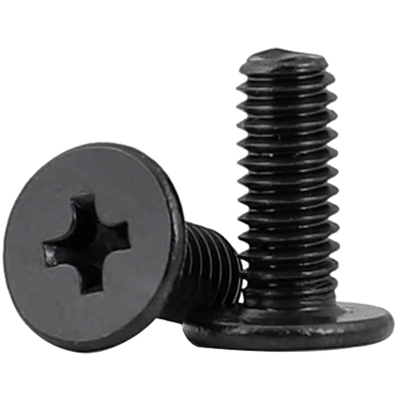 10pcs/lot CM M1.6 M2 M2.5 M3 M4 Black Carbon Steel Cross Phillips Ultra Thin Flat Wafer Head Screw Bolt Laptop