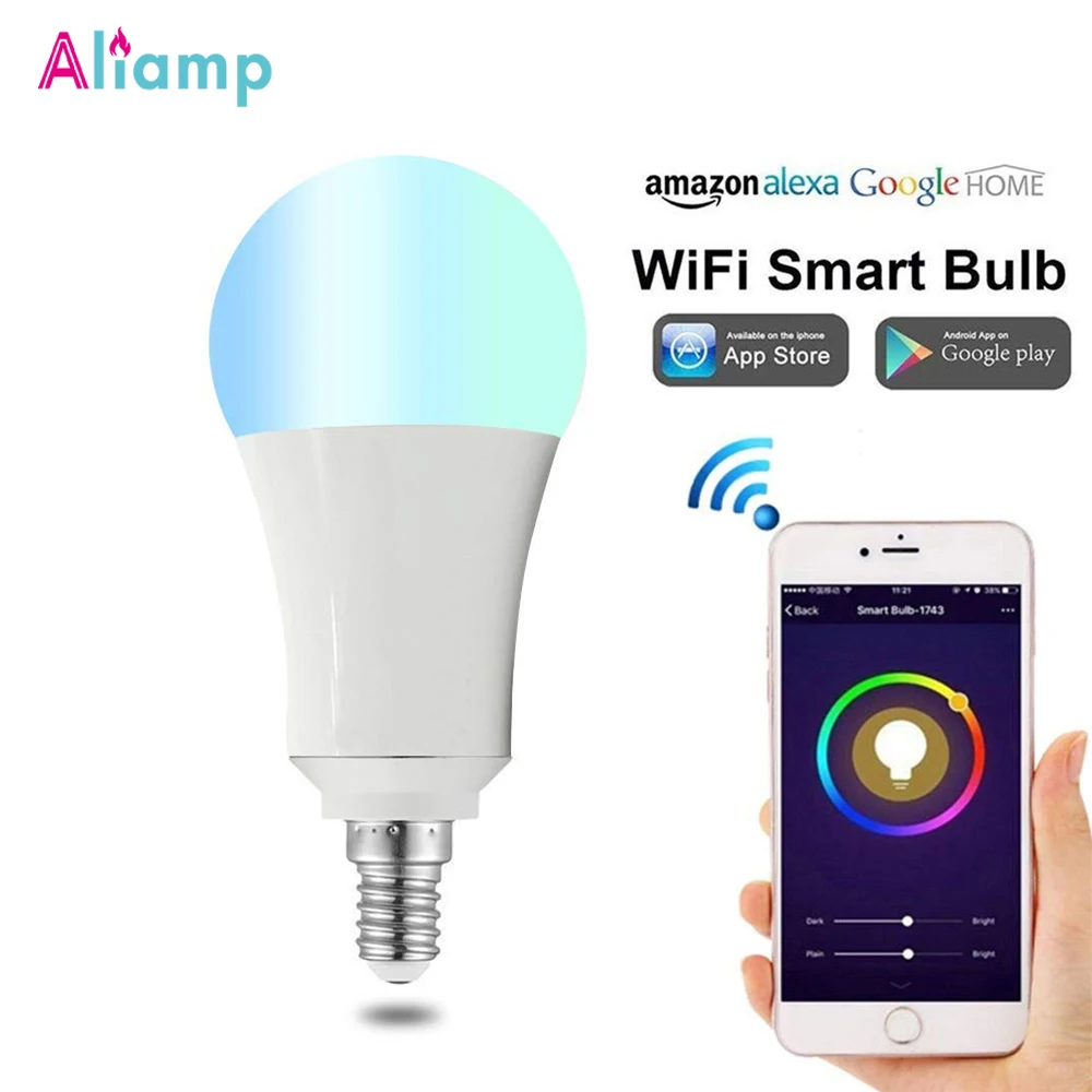 E14 7 Вт умный WiFi светодиодный светильник лампа с регулируемой яркостью RGB Теплый