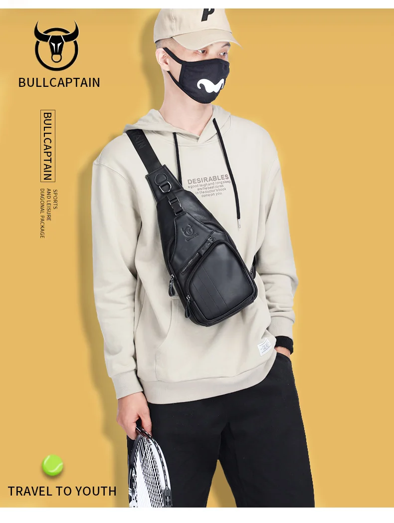 BULLCAPTAIN натуральная кожа, мужская сумка-мессенджер, повседневная сумка через плечо, модная мужская сумка, Мужская нагрудная сумка, мужская сумка через плечо