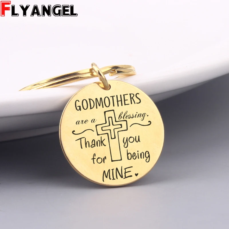 Глубокий брелок с гравировкой надпись крестные матери это благословение спасибо