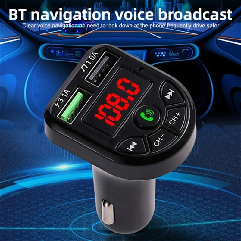 new bluetooth 5 0 fm transmitter car kit mp3 modulator player wireless handsfree audio receiver dual usb fast charger 3 1a free global shipping