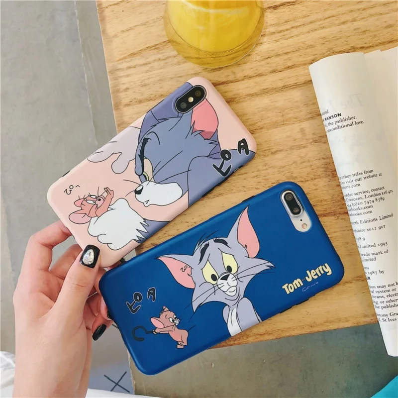 Чехол для телефона "Мультяшная кошка-мышь" для iPhone 7 6 6s 8 плюс XR X XS MAX Милый кот и мышь, мягкая защита из ТПУ силикона.