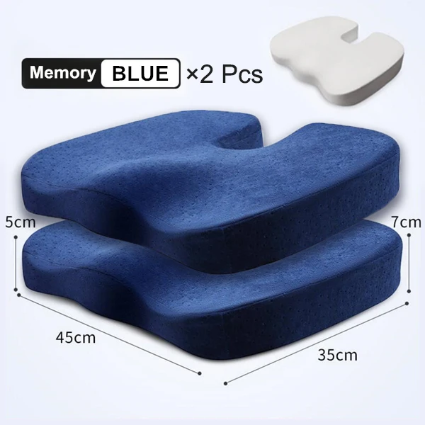 Blue Memory 2Pc Set PurenLatex 45*35*7 U форма медленный отскок мягкий диван на пене с эффектом памяти офисное кресло бедра Подушка Поясничный копчик защита - Цвет: Blue Memory 2Pc Set