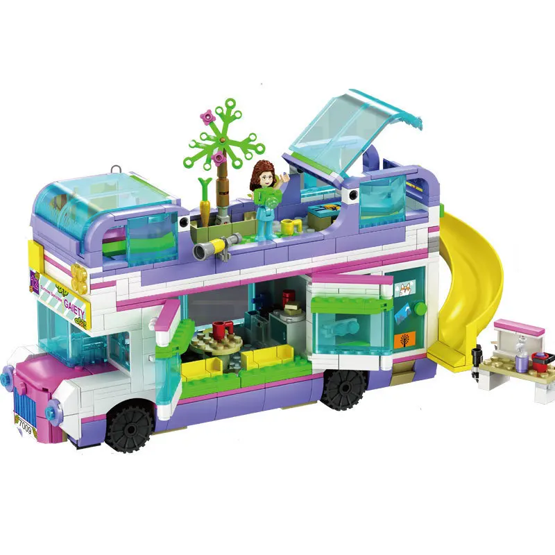 

2020 New Friends Series 855pcs Friendship Bus Compatible With 41395 Friends Building Blocks Bricks Christmas Toys