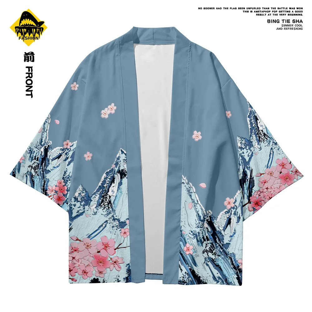Men's Kimono Floral Printed Streetwear Pants Japanese Leisure Yukata Male Samurai Costume Haori Obi Beach Suit | Тематическая