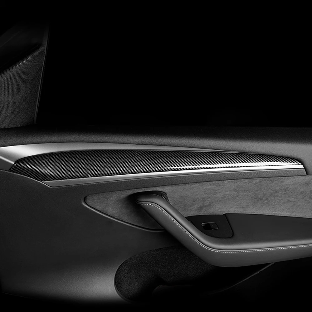 Car Door Panel Molding Trim For Tesla Model Y 2020 2021 Accessories Inner Decoration Protection Sticker