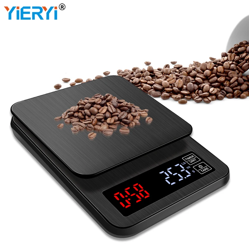 

LCD Digital Electronic Drip Coffee Scale With Timer High Accuracy 3kg 5kg 10kg 0.1g Kitchen Household Weight Balance USB Power
