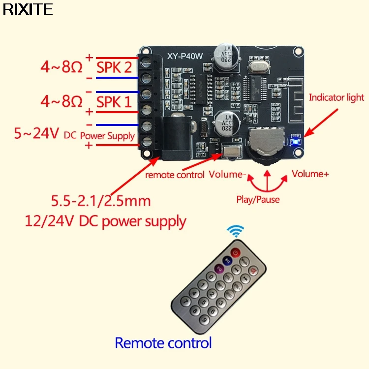 XY-P40W Bluetooth 5 0 Мощность ламповый усилитель аудио доска стерео цифровой небольшой