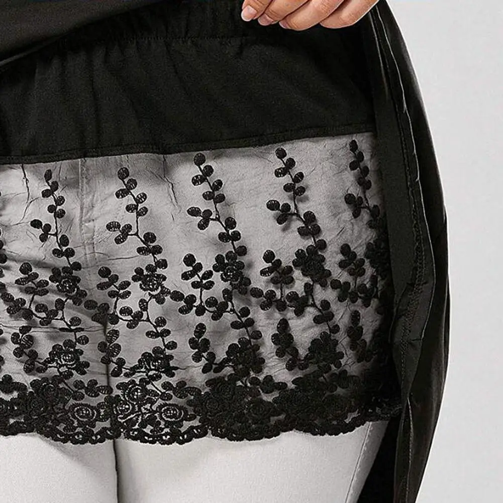 

Women Lace Trim Hollow Out Shirt Blouse Fake Hem Mini Skirt Safety Underskirt