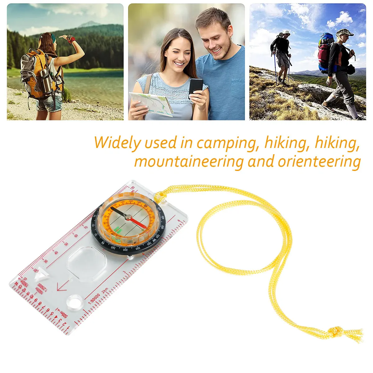 

Orienteering Compass Hiking Camping Outdoor Compass Ruler Cross-country Race Baseplate Measure Ruler Map Scale Military Compass