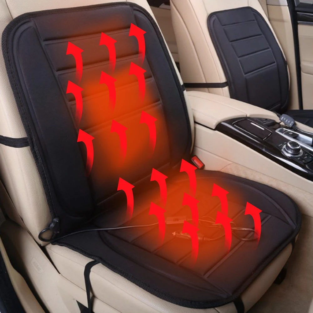 Универсальная черная мягкая утолщенная подушка для автомобильного сиденья 12 В с