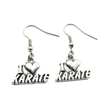 i love karate creative charm earringsfashion jewelry women christmas birthday gifts accessories pendant