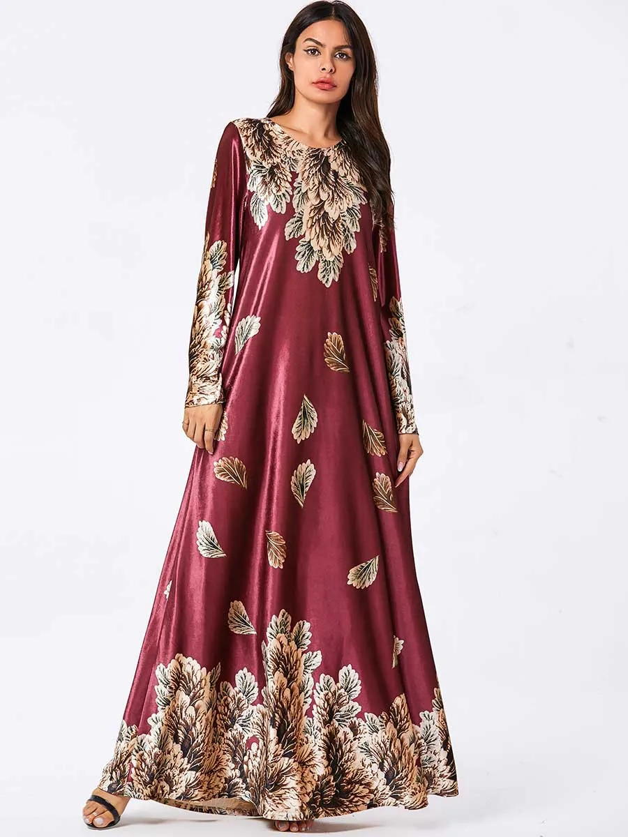 

kaftan Dubai Velvet Muslim Dress Women Maxi Kimono Jubah Long Robe Abaya Hijab Dresses Islamic Clothing Turkey Arabic Dress