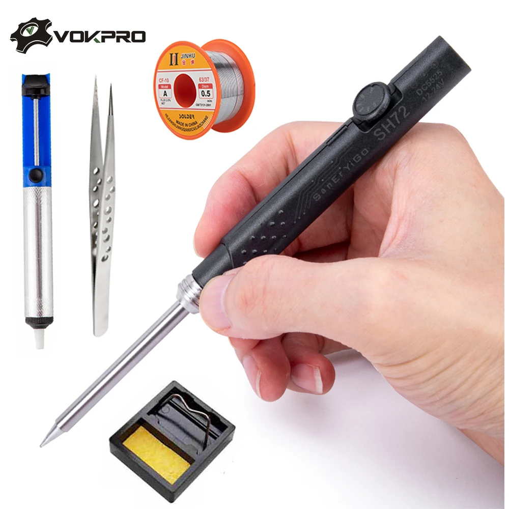 Электрический мини паяльник SH72 мощностью 65 Вт с регулируемой температурой 220 400 ℃