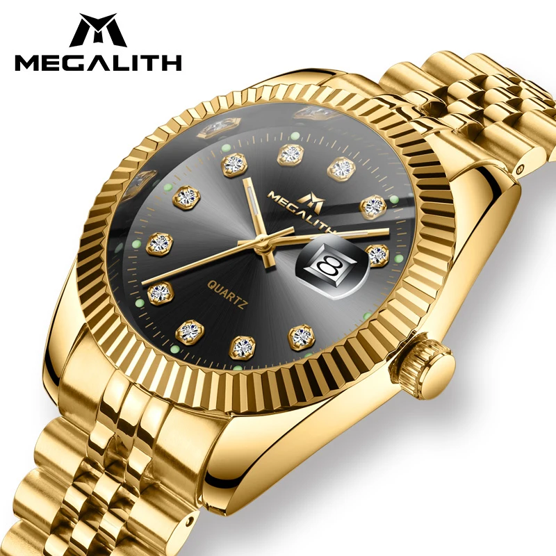 Relogio Masculino MEGALITH мужские золотые наручные часы для мужчин повседневные кварцевые