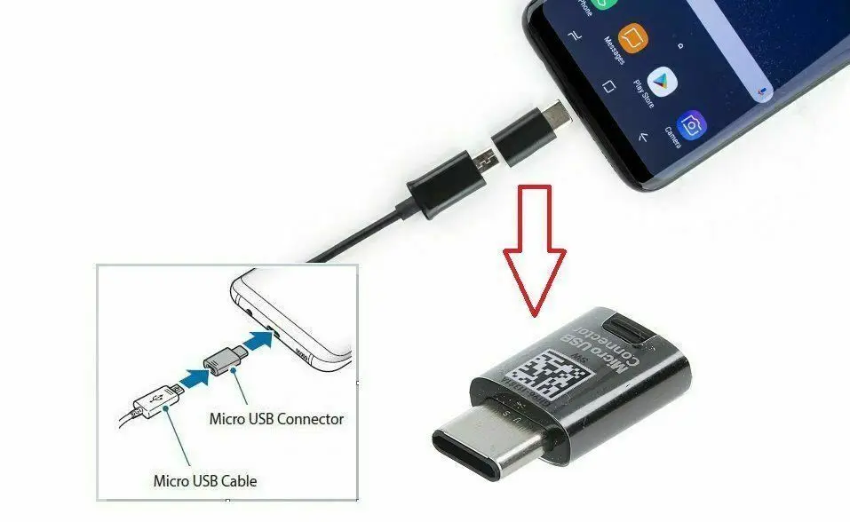 Оригинальный адаптер Micro USB Samsung с разъемом типа C для Galaxy S20 S10 S8 S9 + NOTE 10 9 8 A7 A9