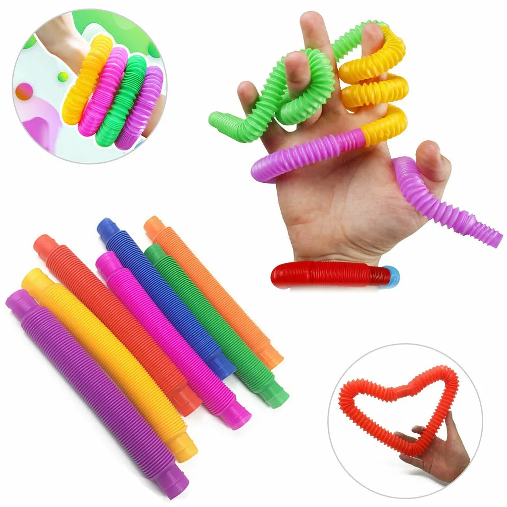 Juguetes sensoriales coloridos para aliviar el estr&eacute;s, tubo de pl&aacute;stico el&aacute;stico, corrugado, telesc&oacute;pico, tubo de ventilaci&oacute;n-1