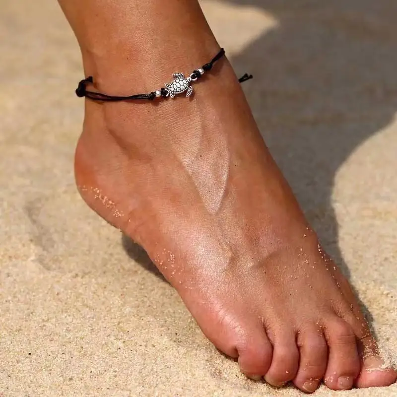 Богемия Стиль морские Черепашки ножной браслет винтажная подвеска Шарм ручной