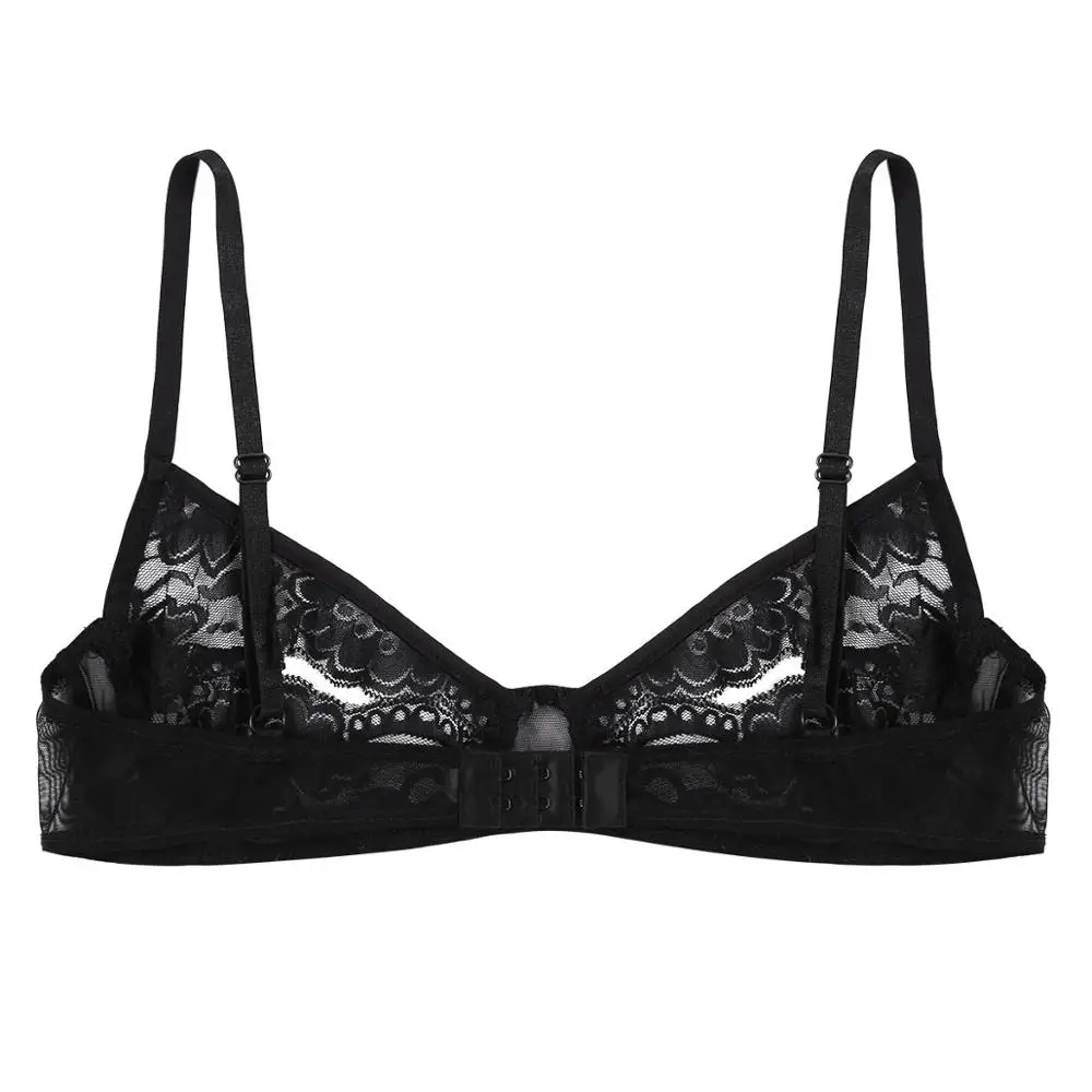 Iiniim Sheer Lace Floral Barlette Push Up Babydoll Bra Tops for Women - Hot Erotic Lingerie with Sexy Open Nipple and Sissy Design - Femme Shelf Bra image 4
