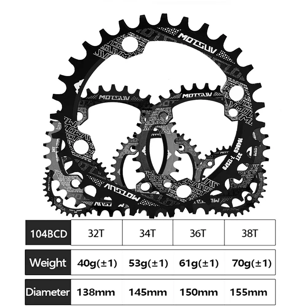 Mountain Bike Chainwheel Bicycle Chainring MTB Chain Disc 104BCD 32t / 34t 36t 38t Single tray Parts | Спорт и развлечения
