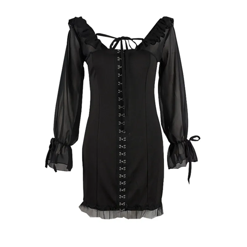 Женское облегающее платье с длинным рукавом Jurk Белое Облегающее Сетчатое в стиле