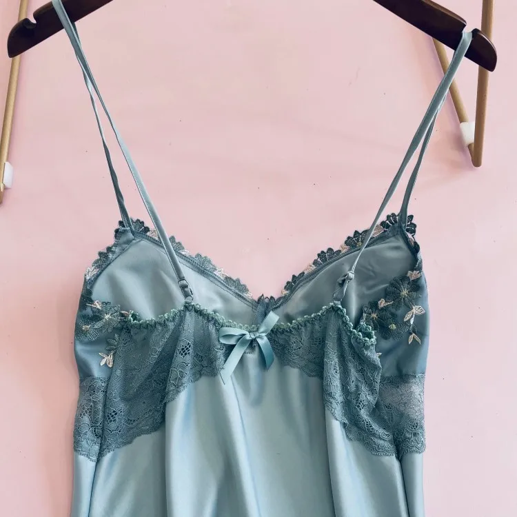 

Bridal Satin Lace Sleepwear Wedding Robe Suit Kimono Bath Gown Sexy V-Neck Nightgown Loose Casual Home Wear 2021 New Nightwear