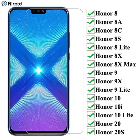 Защитное стекло 9H для Huawei Honor 10, 10i, 10 Lite, 9, 9X, 8, 8X, 8A, 8C, 8S, 8 Lite, 20, 20S, закаленное