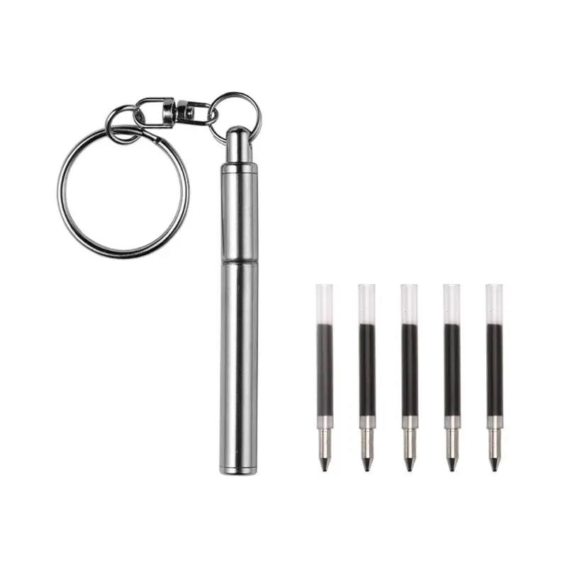 

Portable Key Ring Stainless Steel Telescopic Pen Telescoping Ballpoint Pens Keychain Tool
