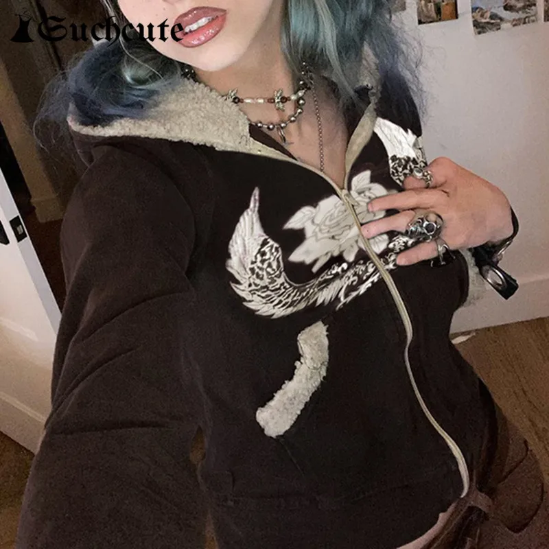 

Кардиган с винтажным принтом в стиле Харадзюку, на молнии