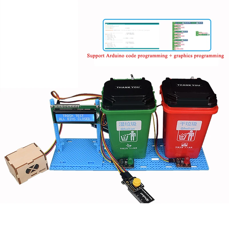 Dry And Wet Garbage Classification Trash for Arduino Mixly Program Can Maker Competition Smart Trash Can Diy Toy Kit