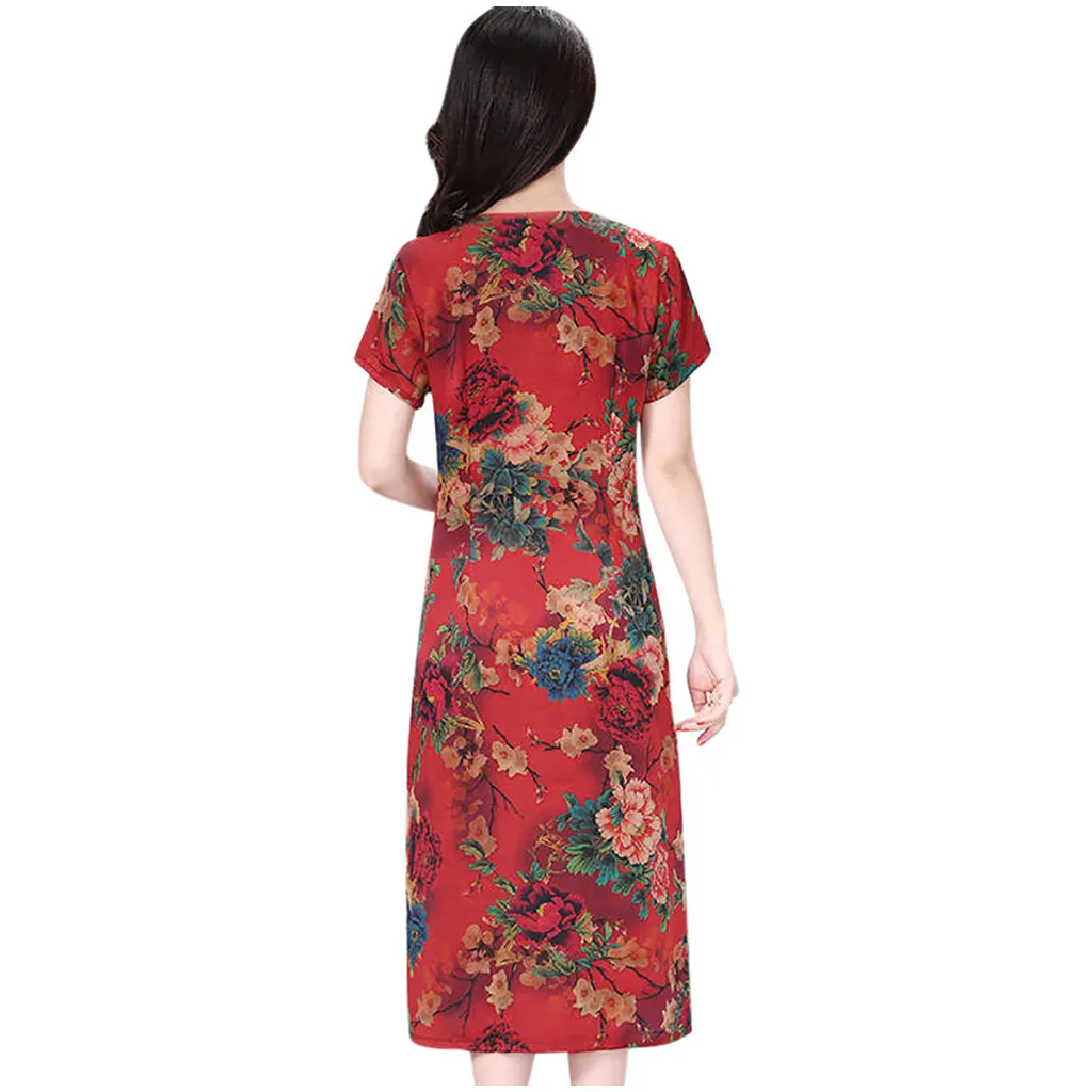 2020 женское летнее платье в стиле бохо атласное с цветочным принтом туника