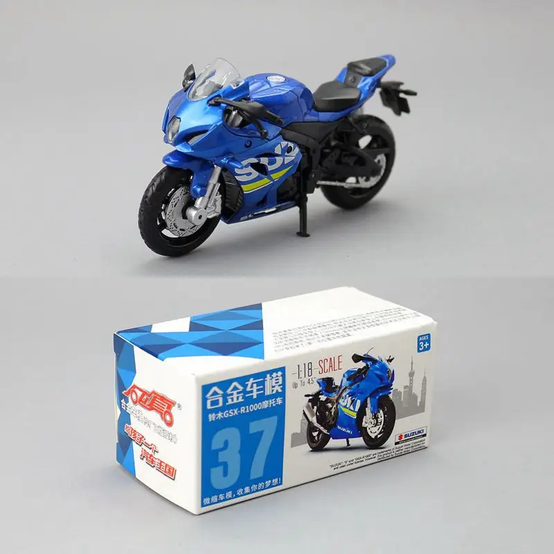 Diecast Metal Toy Vehicle Model 1:18 Scale Suzuki GSX-R1000 Motorcycle Super Racing Educational Collection Gift Match Box