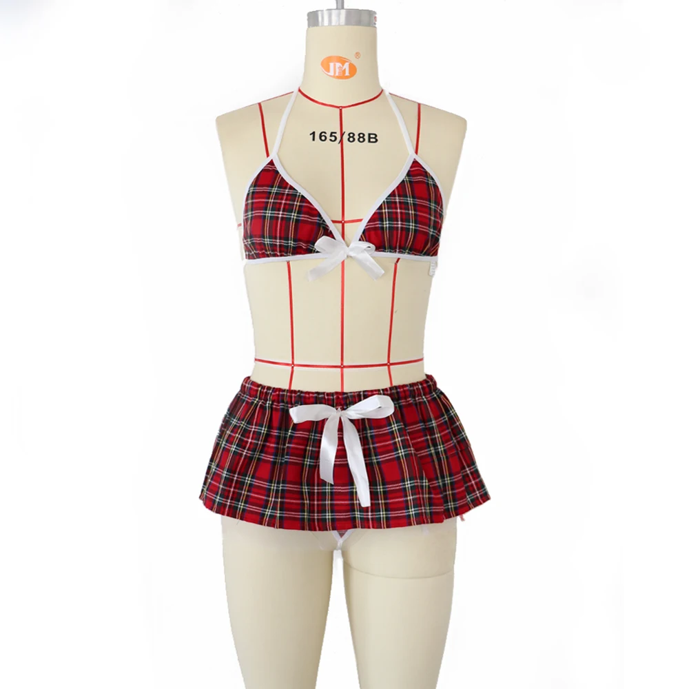 Erotic Cosplay Costumes Ladies Sexy Lingerie Underwear Hot Sheer Naughty Maid Plaid Uniform Outfit plus size M-3XL |