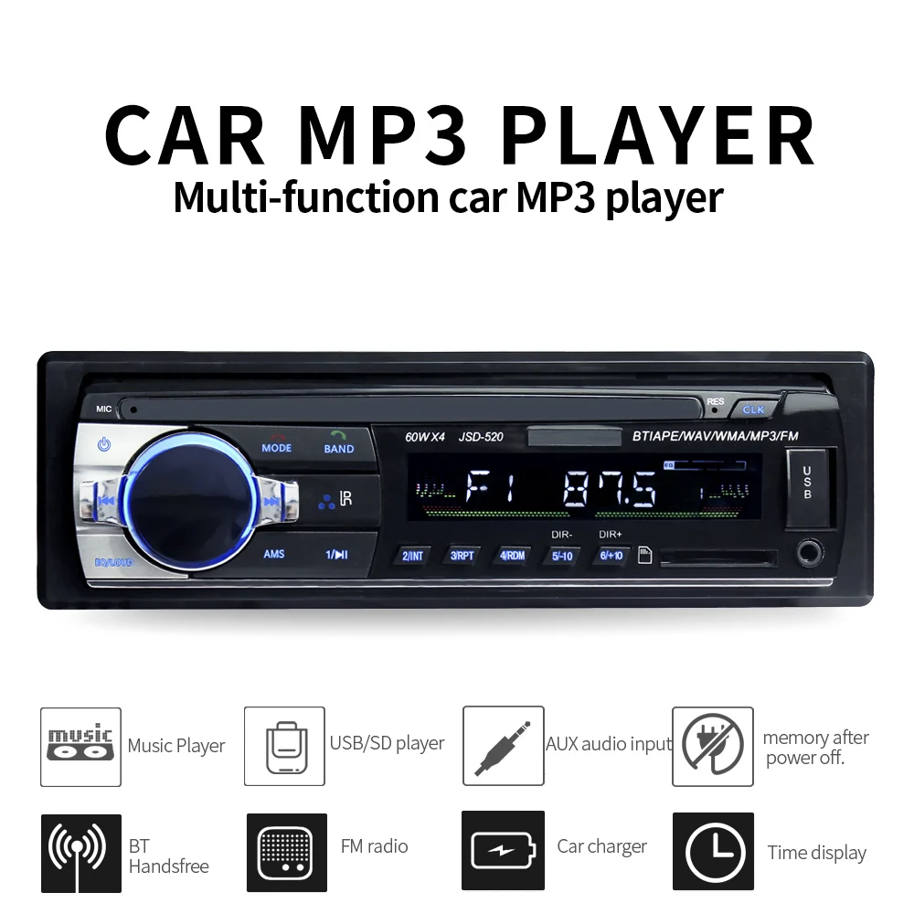Автомагнитола 1 DIN с Bluetooth SD MP3|MP3-плеер для авто| |