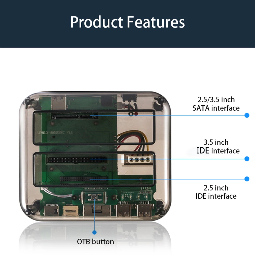 Док-станция для двух жестких дисков SATA/IDE USB3.0/Type C до 2 5 дюймов/3 дюймов корпус HDD M2 TF