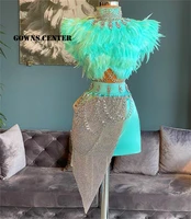 feathers prom dress mermaid mini cocktail dresses homecoming gowns sexy robe de bal