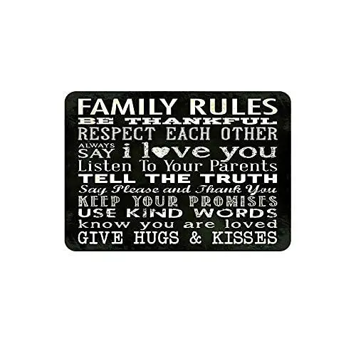 

Family Rules Metal Wall Poster Tin Sign Vintage BBQ Restaurant Dinner Room Cafe Shop Decor