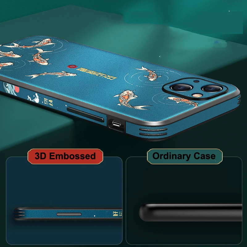 embossed shell for iphone 13 pro max mini 11 xr 3d relief pattern silicon case pu leather shockproof for iphone 12 cover funda free global shipping